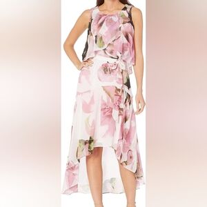 NWT Sangria Floral Sleeveless Popover High-Low Asymmetrical Breezy Maxi Dress
